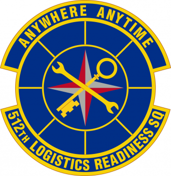Coat of arms (crest) of the 512th Logistics Redainess Squadron, US Air Force