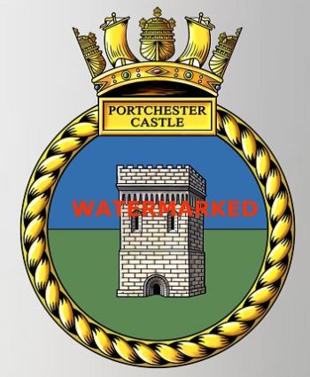 Coat of arms (crest) of the HMS Portchester Castle, Royal Navy