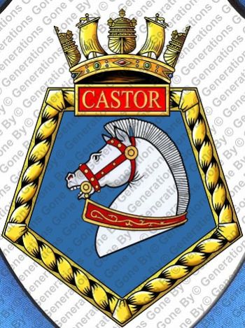 Coat of arms (crest) of the HMS Castor, Royal Navy